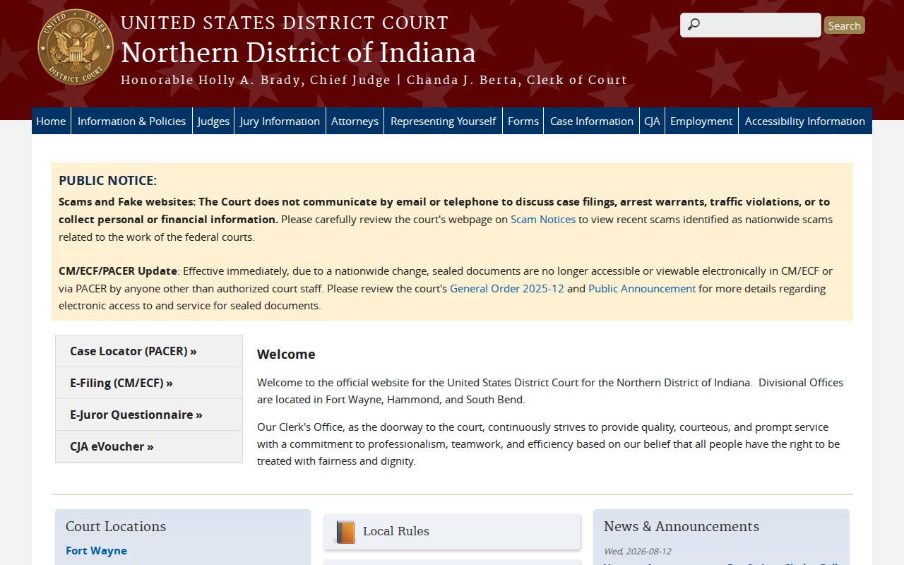 Northern District of Indiana federal arrest warrant route