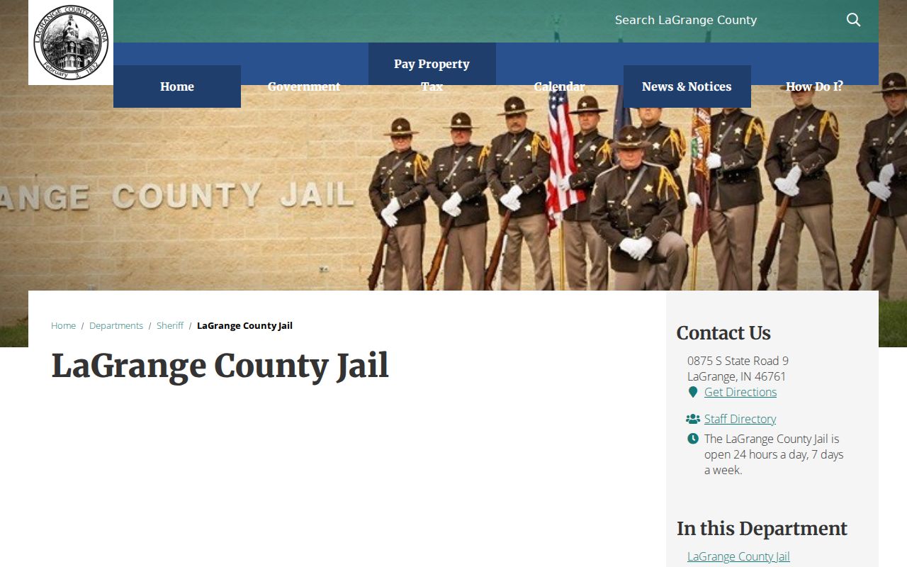 LaGrange County Jail hours relevant to bench warrant planning
